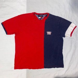 Vintage Tommy Hilfiger Tommy Jeans Red White & Blue Cut & Sew Tshirt - M